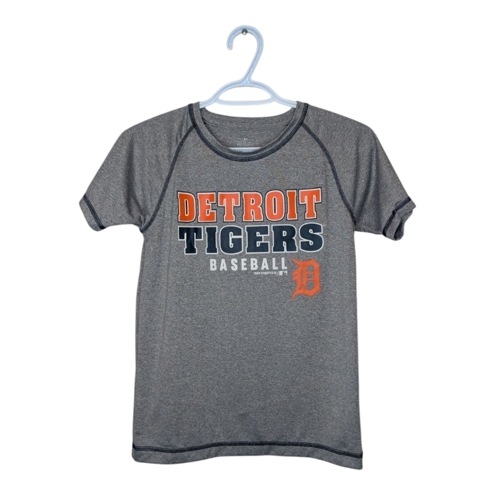 Detroit Tigers Youth T-Shirt Sz 8 Gray Short Sleeve Baseball Tee Unisex Boys MLB